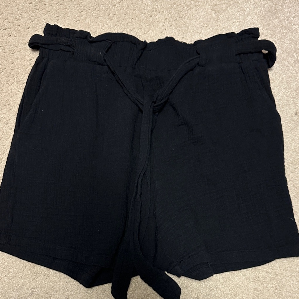 4 for $10 item Vanilla Bay Black High-Waist Paperbag Tie Shorts